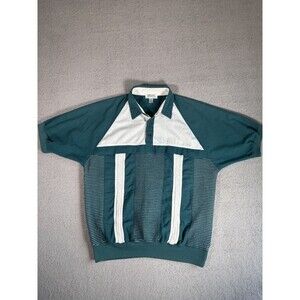 Vintage An Alexxus Exclusive Sweater Shirt 2 Pocket Green Patchwork Style Size L